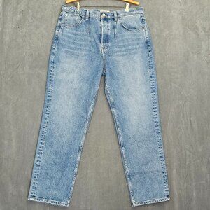 We The Free People Women 34  Distressed MidRise Button Fly Straight Jeans  A3-37